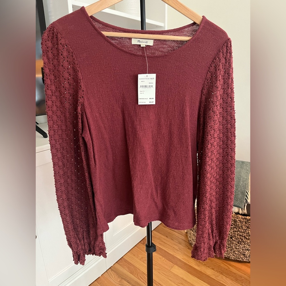 Madewell Long Sleeved Top with Lace Sleeves